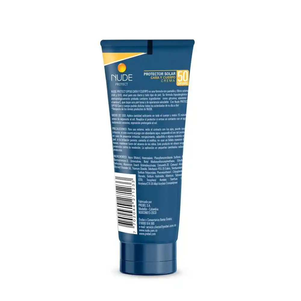 Nude Protector Solar Cara Y Cuerpo 50 Spf/Fps X 90Ml