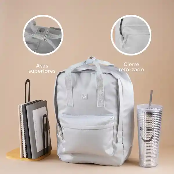 Maleta Escolar Rectangular Con Asa Gris Serie Miniso