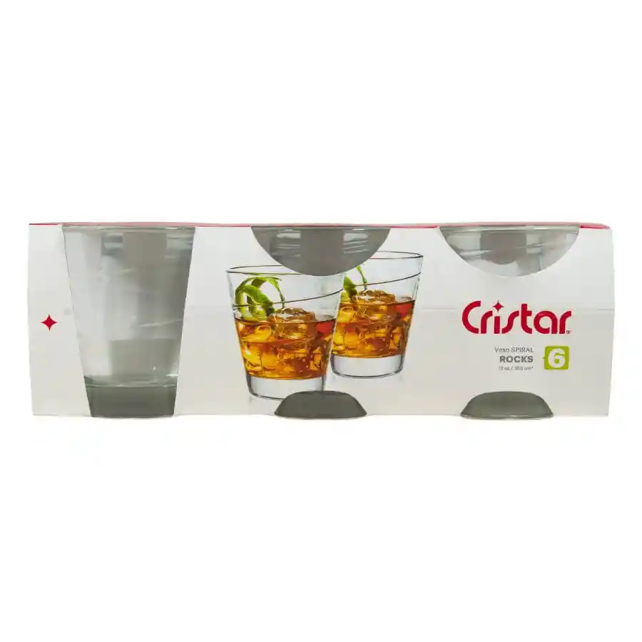 Set De Vasos Cristar Spiral Rocks Lisos X6 Unds