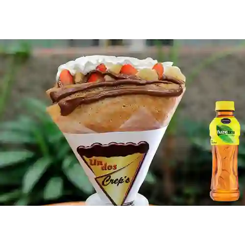 Crepe Fresa,Banano,Queso & Chantilly + Fuzetea Limón 400ml