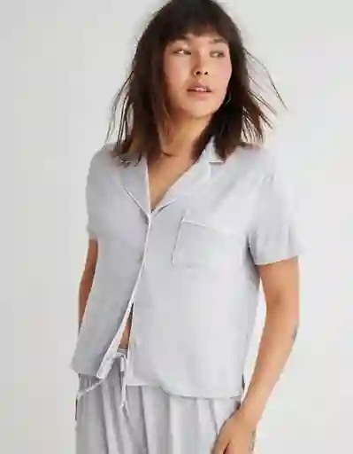 Camisa de Pijama Aerie Gris Talla MEDIUM 1416012 American Eagle