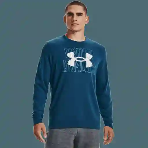 Under Armour Camiseta Rival Terry Logo Crew Hombre Azul LG