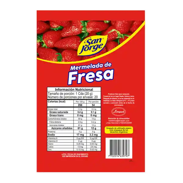 Mermelada Fresa San Jorge Doypack x 400gr