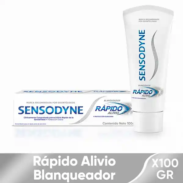 Crema Dental Sensodyne Rápido Alivio Blanqueador, alivio de la la sensibilidad dental x 100 Gr