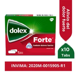 Dolex Acetaminofen Forte Alivio del dolor fuerte Rápida absorción x 10