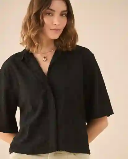 Camisa Negro Puro Ultraoscuro Talla S 611G036 Esprit