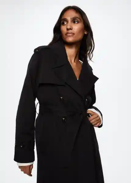 Trench Angela Negro Talla 27 Mujer Mango