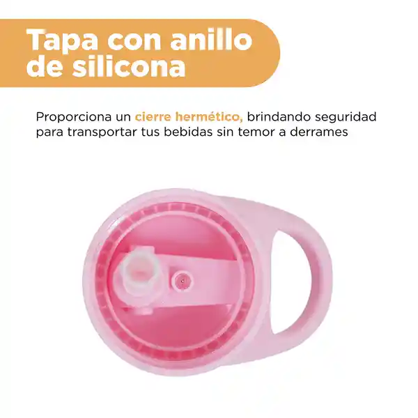 Vaso Plástico y Pitillo y Funda Marie Lilo Rosa 1000 mL Miniso