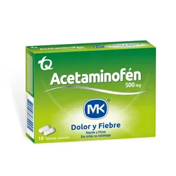 Mk Acetaminofén Analgésico (500 mg) Tabletas Cubiertas