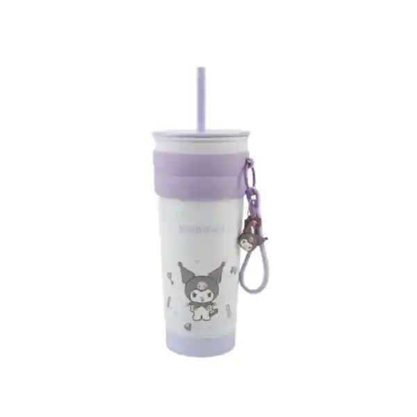 Vaso de Acero Con Colgante y Pitillo de Kuromi Sanrio Miniso