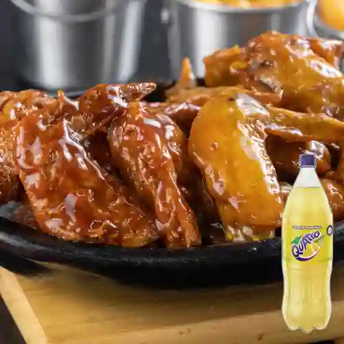 Combo 20 Piezas Alitas + Quatro Original 1.5Lt
