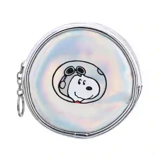 Monedero Snoopy Little Space Holográfico Plateado Miniso