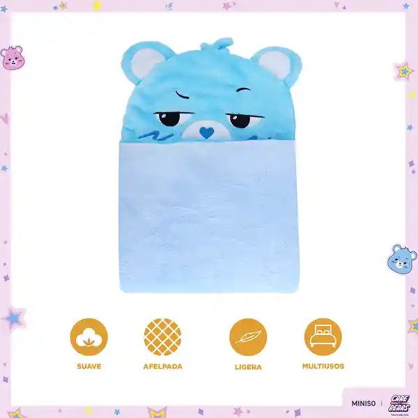 Manta Con Capucha Colección Care Bears Azul Miniso