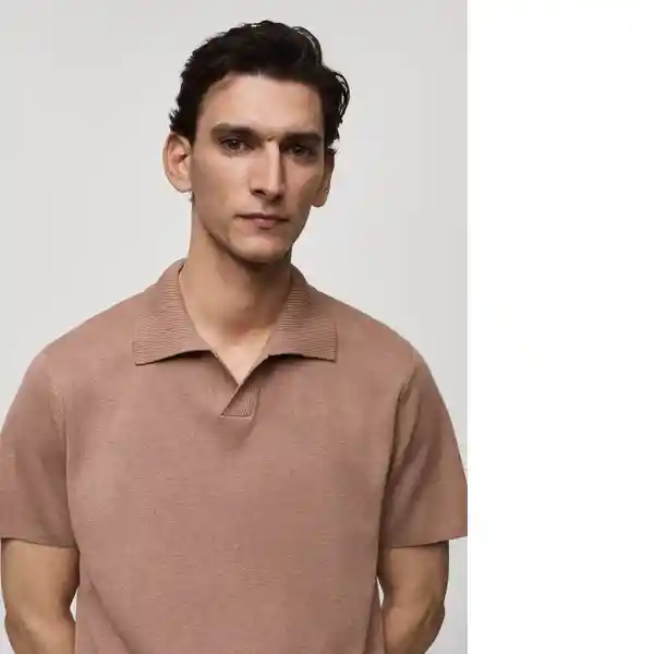 Camisa Polo Lino Nude Talla L Hombre Mango