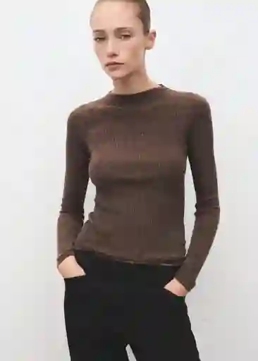 Saco Jersey Agustina Chocolate Talla M Mujer Mango