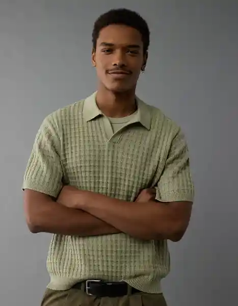 Suéter Tejido Hombre Verde Talla LARGE 1948347 American Eagle