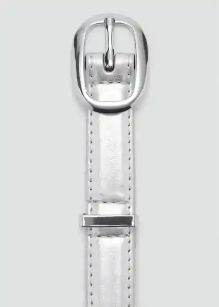Cinturón Lámina Plata Talla M Mujer Mango