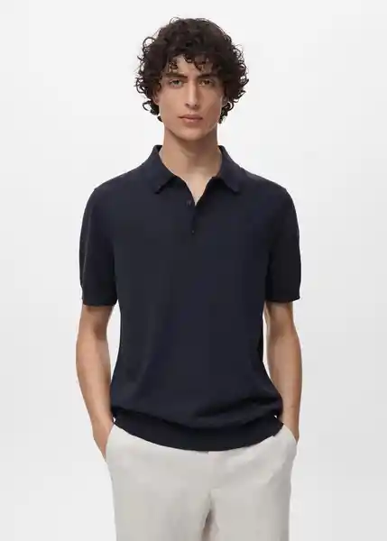 Camiseta Polo Arraona Azul Noche Talla M Hombre Mango