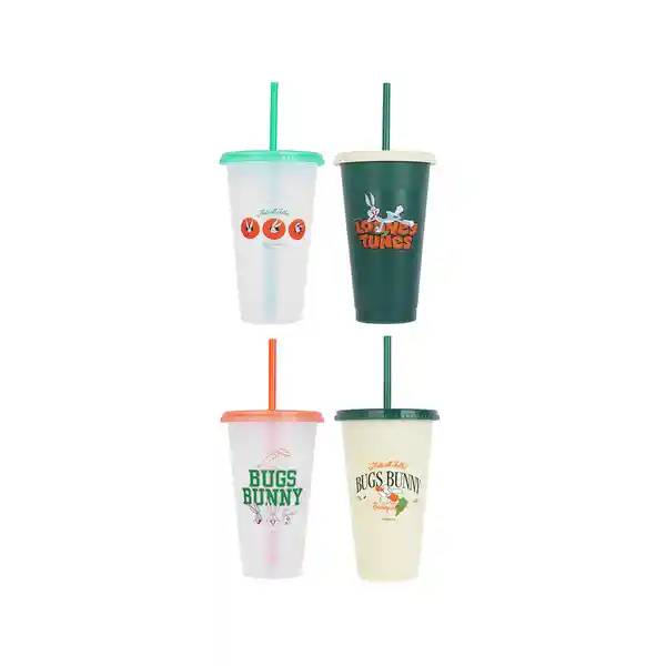 Juego de Vasos Con Pitillo Bugs Bunny Retro Style 710 mL Miniso