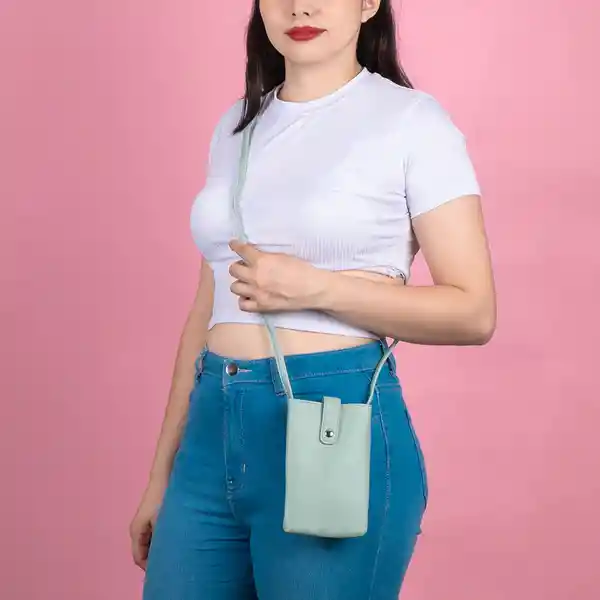 Bolso Mini Porta Celular Básico Aqua Miniso