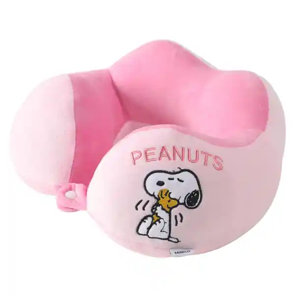 Almohada de Viaje Con Soporte Serie Snoopy Colorful Rosa Miniso