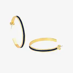 Bangle Up Aretes Bangle Dorado y Azul Oscuro