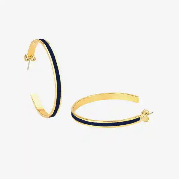 Bangle Up Aretes Bangle Dorado y Azul Oscuro