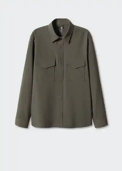 Camisa Rota Khaki Talla L Hombre Mango