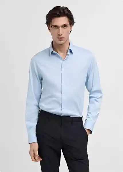 Camisa Emotion Celeste Talla M Hombre Mango