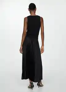 Falda Plisado Negro Talla 24 Mujer Mango