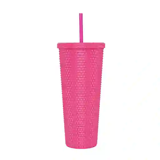 Miniso Vaso de Plástico Con Pitillo Duriagn Design Rosa