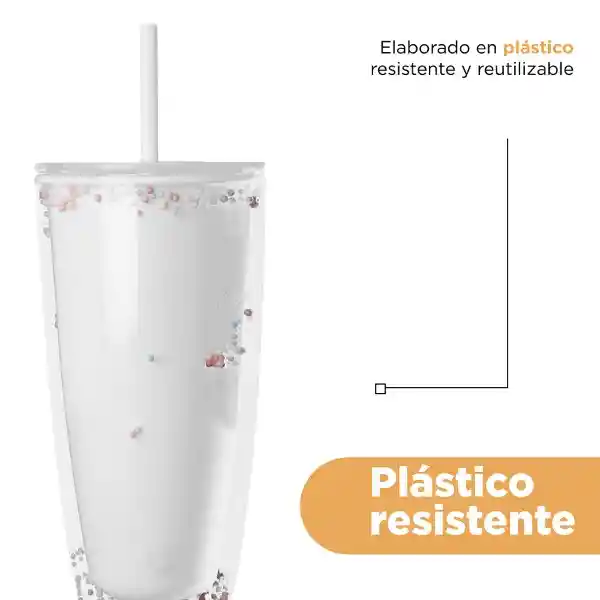 Vaso Plástico de Doble Pared Blanco 730 mL Serie Miniso