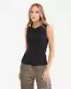 Camiseta Lurex Top Negro Noche Ultraoscuro Talla M Chevignon