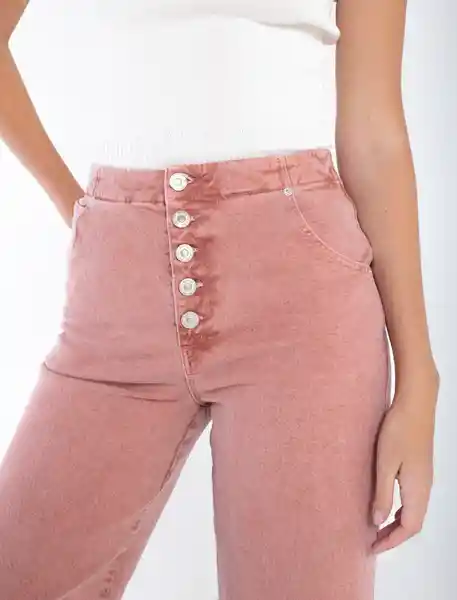 Pantalón De Tiro Alto Rosa Rosetón Medio Talla 4 Mujer Naf Naf