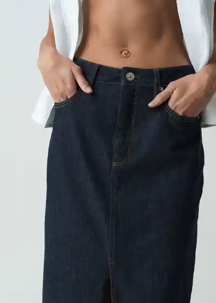Falda Ecru Mujer Azul Índigo Medio Talla 8 442G371 Naf Naf