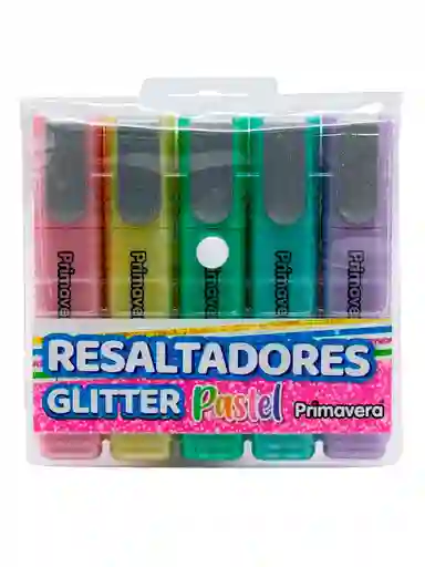 Primavera Resaltador Glitter Pastel X 5 Und
