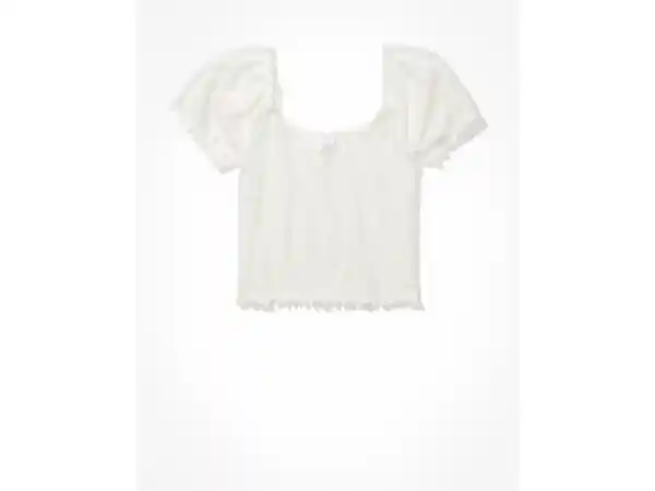 American Eagle Camiseta Mangas Abullonadas Blanco Talla Medium