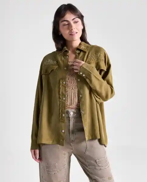 Camisa Mujer Verde Talla M 619G004_VER180627 Americanino