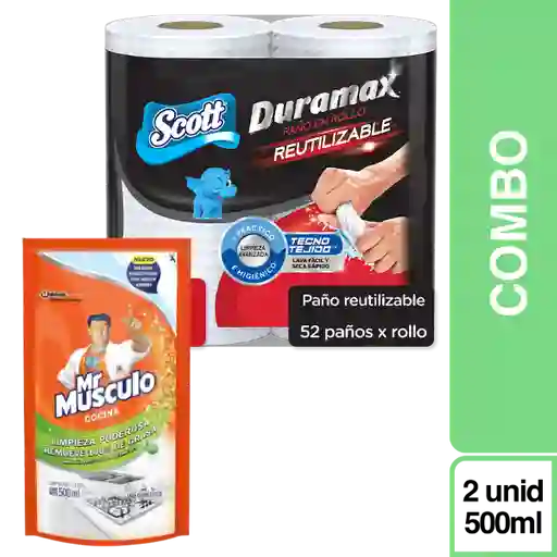 Combo Duramax Toalla de Cocina + Mr. Músculo Quitagrasa 500 mL