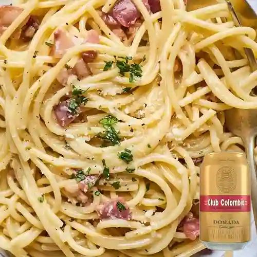 Combo Pasta Carbonara + Club col. Dorada Lta 330ml