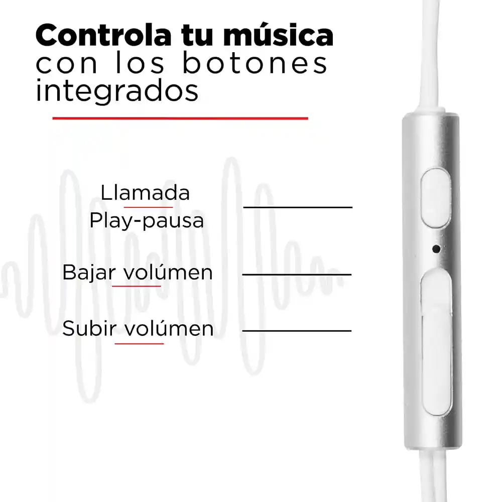 Miniso Audífonos de Cable Plateado 1318 1.1 m