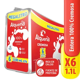 Leche Entera Alqueria 1100 ml Pack x 6 Und