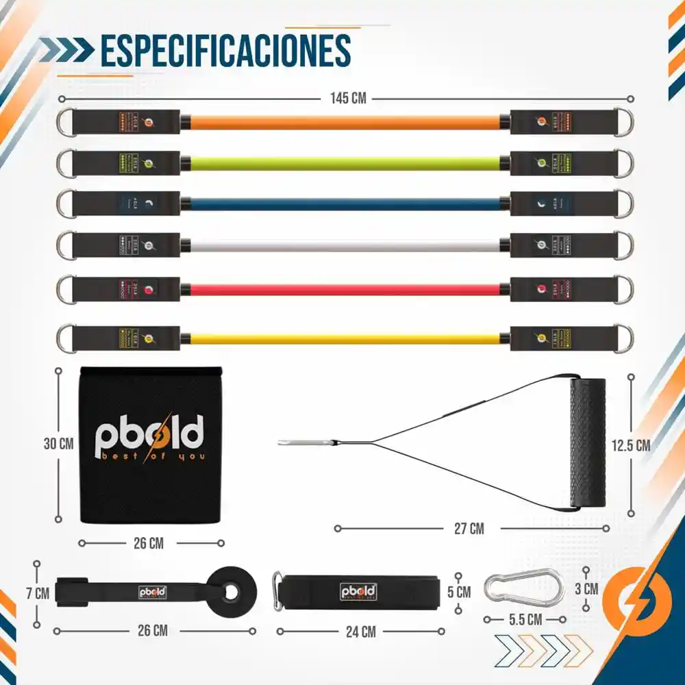 Kit Bandas Resistencia Elásticas Tubulares Poder Ejercicio