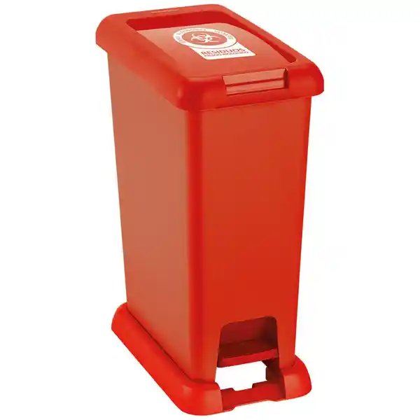 Rimax Basurero de Pedal Rojo Riesgo Biológico 49 x 21.4 x L