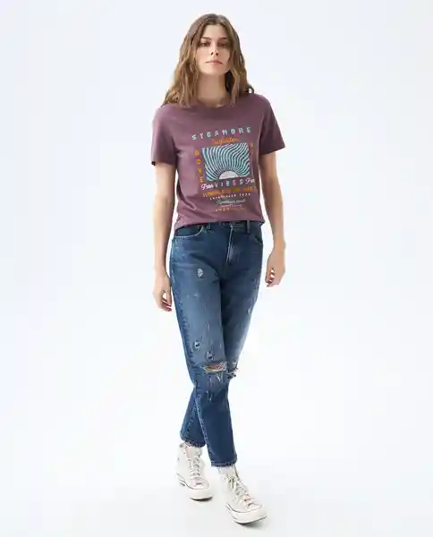  Camiseta Mujer Morado Talla Xs 602E001 AMERICANINO 