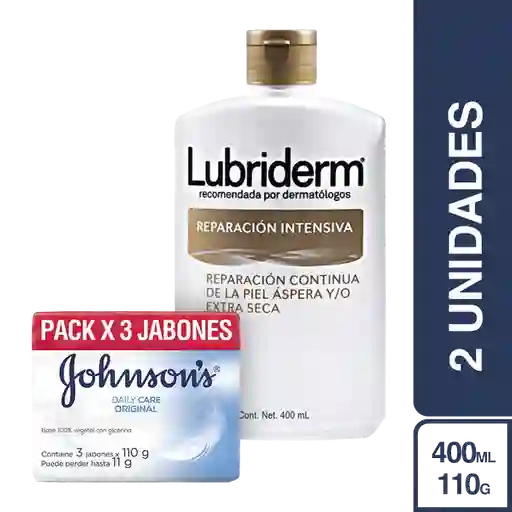 Combo Lubriderm Reparación Intensiva 400 mL + Jabón Original