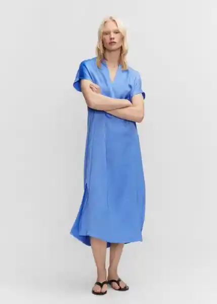 Vestido Cristal-A Azul Talla M Mujer Mango