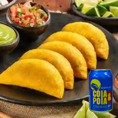 Combo empanada +cola y pola en lata