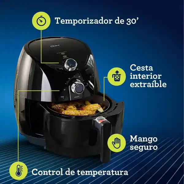 Oster Freidora de Aire Negra Ckstaf7601013 3.2 L
