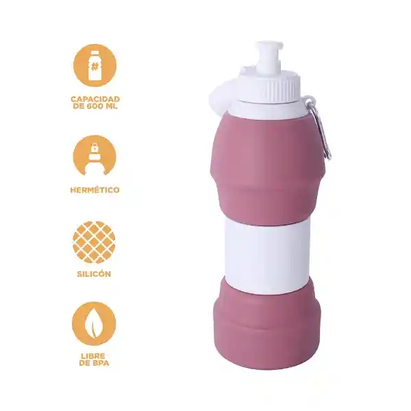 Vaso Plástico Plegable de Silicona de Rosa 600 mL Serie Miniso